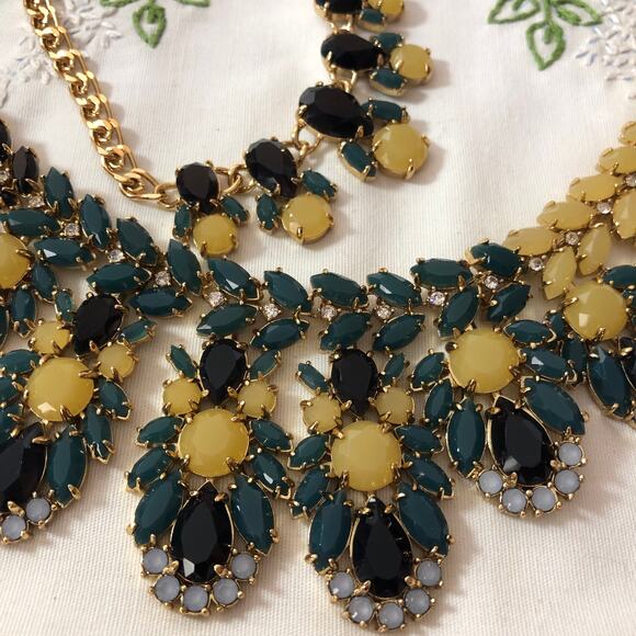 Kate Spade NEW Bib Collar Necklace Signed Chunky Gold Double Layer Geometric - Picture 6 of 11